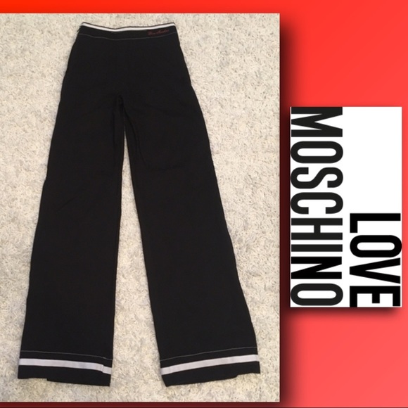 NWOT! LOVE MOSCHINO Wide Leg Cotton Pants in Black - Picture 1 of 6